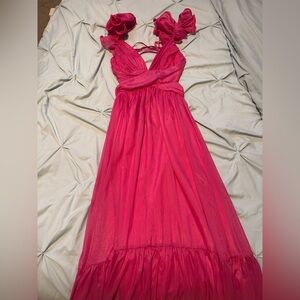 Petal & Pup Berry Bonito Ruffle Maxi Dress